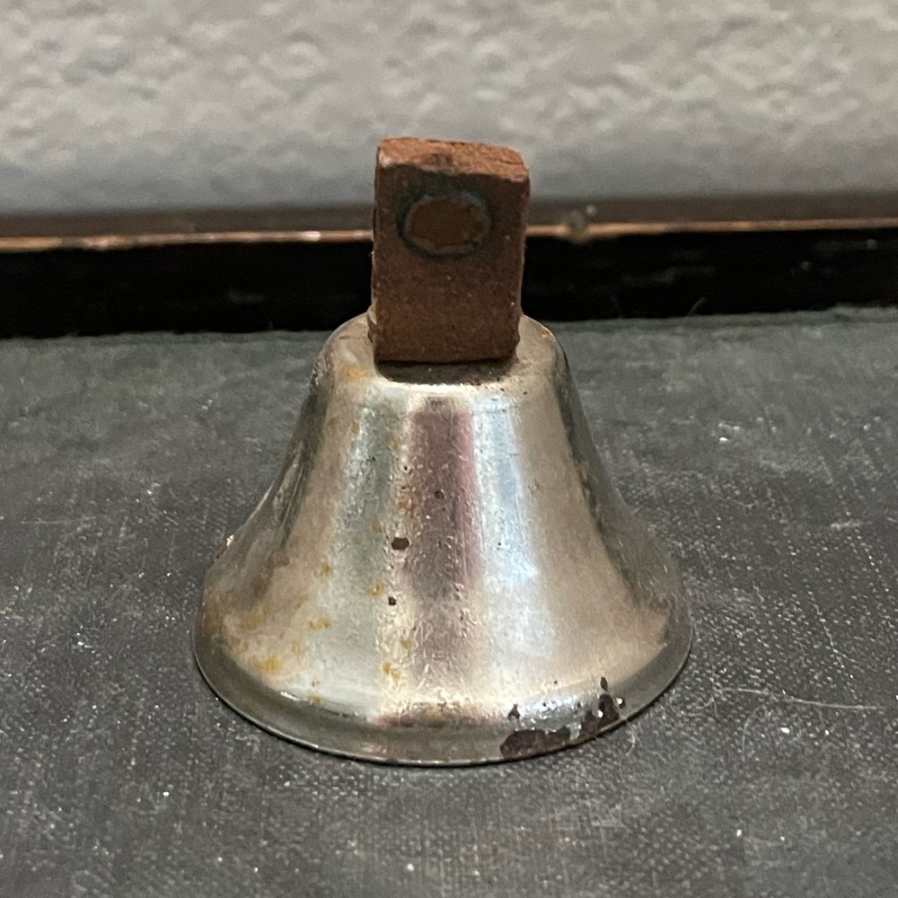 Vintage Silver Plated Cow Collar Bell with Leather Strap Metal Ringer inside